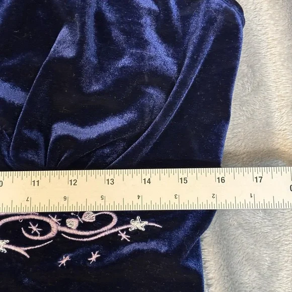 Y2K Blue Velvet Camisole Women's Small Y2K Tank Top Moon Star Whimsygoth Witchy - Picture 6 of 7